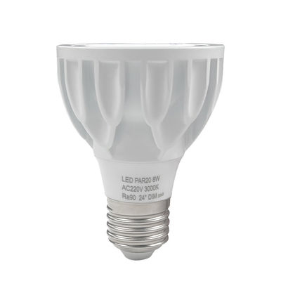 24 μοίρες 3000k PAR20 Led Φωτοφωτοβολταϊκό λαμπτήρα Ζεστό λευκό χρώμα E27 βάση 8watt